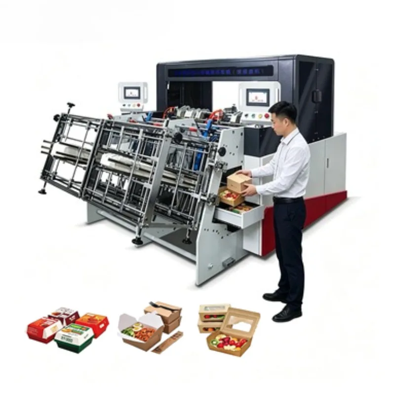 Automatic Disposable Kraft Paper Box Forming Machine Hamburger Carton Erecting Unit Box Making Equipment 180pcs/min