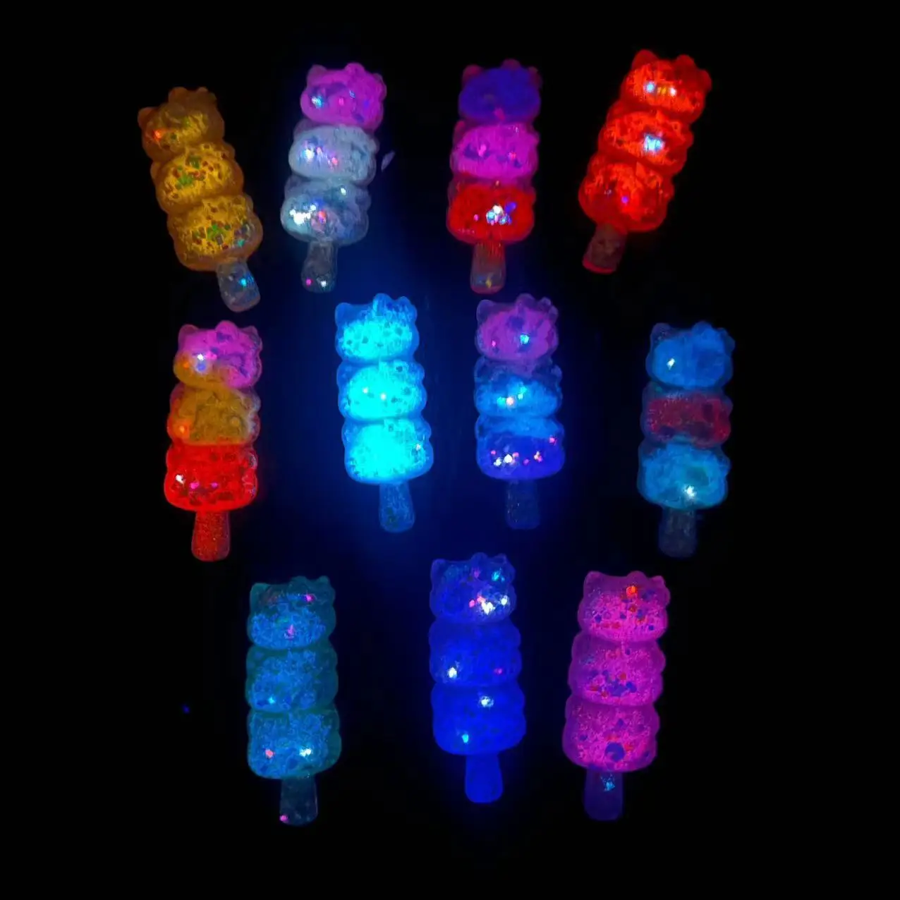 100PCS Candied Haws On A stick Glitter Tomatoes Sticks Resin 32×14MM luminous Manual DIY Materials Crafts Handdie Accessories