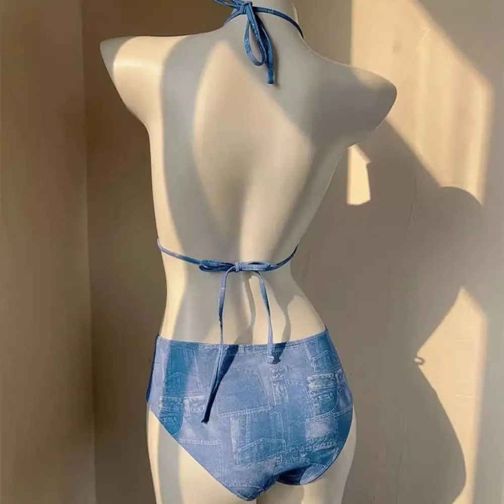 Conception Sexy licou cou Bikini fendu Bikini minceur coupe deux pièces Bikini à manches longues licou cou à manches longues maillots de bain vacances