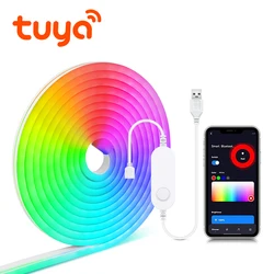 Tuya-インテリジェントLEDストリップライト,wifi,調光可能,ネオンリボン,壁の装飾,alexa,Google Home,zigbee 3.0,usb,5v