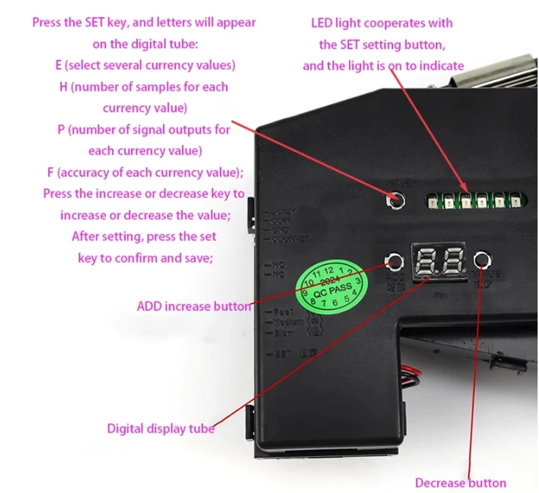 Münzprüfer mit Mehrwertfunktion für Elektronische Verkaufsautomaten, Münzprüfer mit Auswahlmechanismus für Arcade-Spiele, Ticketrollenabwurf 616 – Detail 7