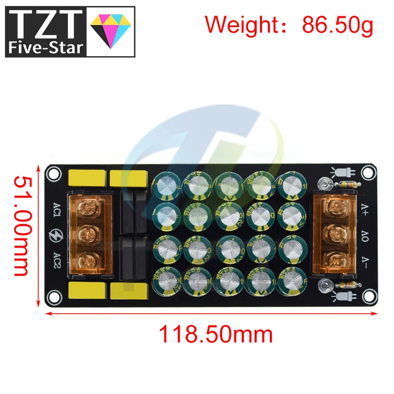 TZT Dual Power Supply Rectifier Filter Power Amplifier Rectifier Filter Board Module 1200W