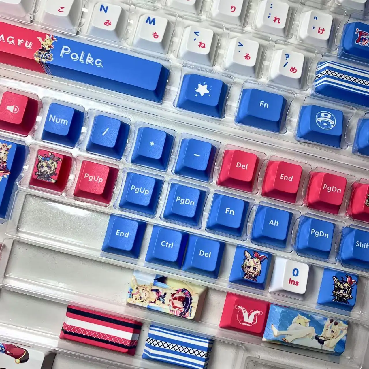 Hololive vtuber keycaps omaru polka bonito keycaps pbt sublimação de tinta cereja mx interruptor de eixo cruzado keycap para teclado mecânico