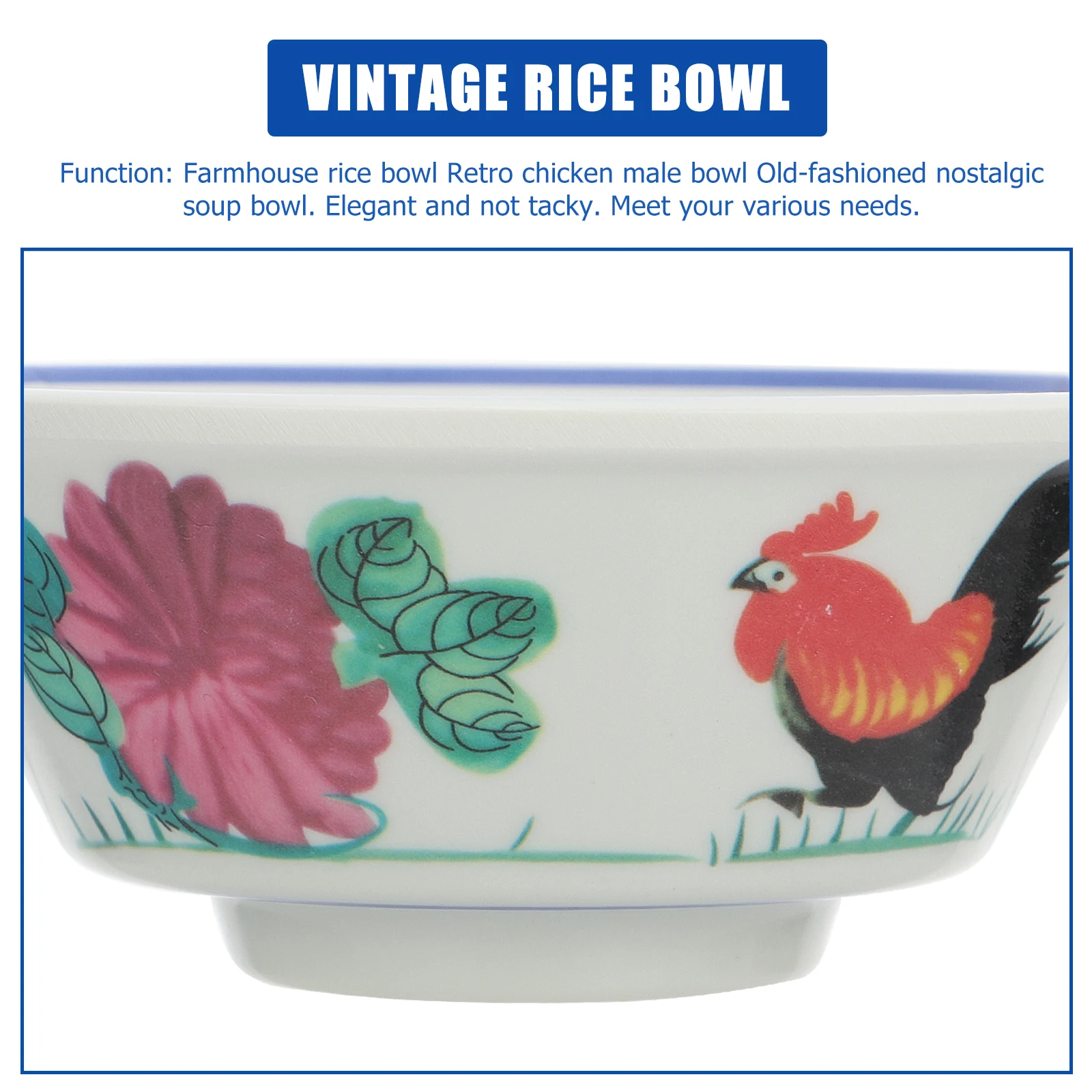 

Vintage Chicken Bowl Retro Melamine Food Container Safe Practical Restaurant Family Party Camping Smooth Mouth High Quality