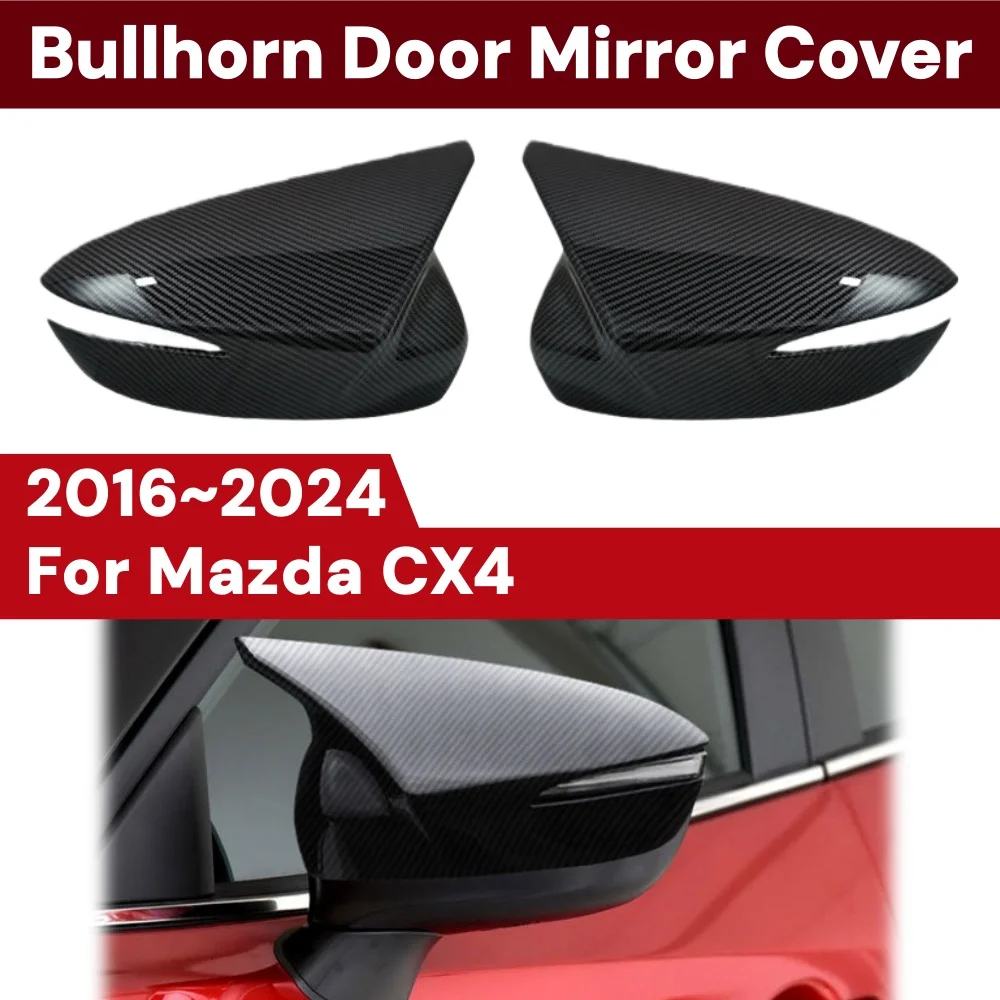 

Bullhorn Door Mirror Cover For Mazda CX4 2017 2018 2019 2020 2021 2022 2023 Exterior Scratch Protective Car Decoration Stickers
