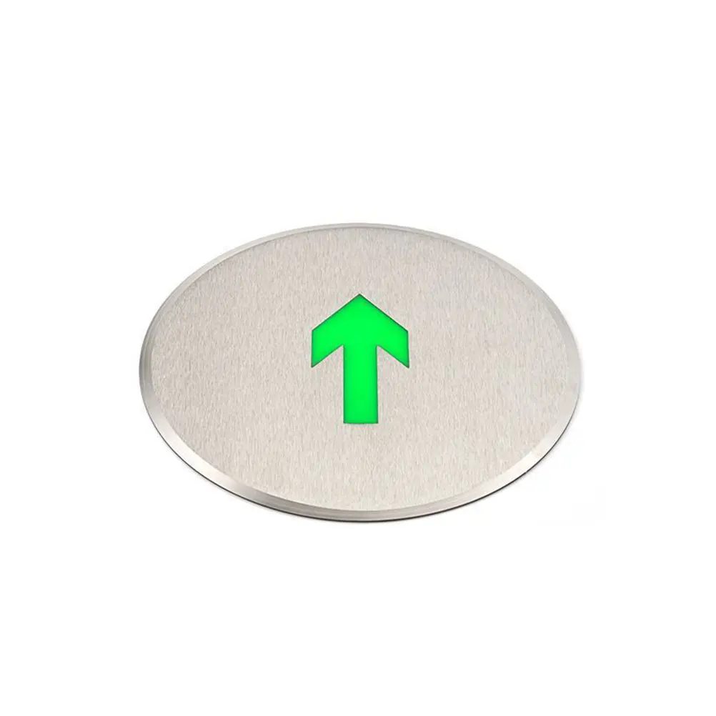 

Self Luminous Emergency Exit Sign 12cm Arrow Stainless Steel Floor Lamp Night Glow Evacuation Indicator for Buildings