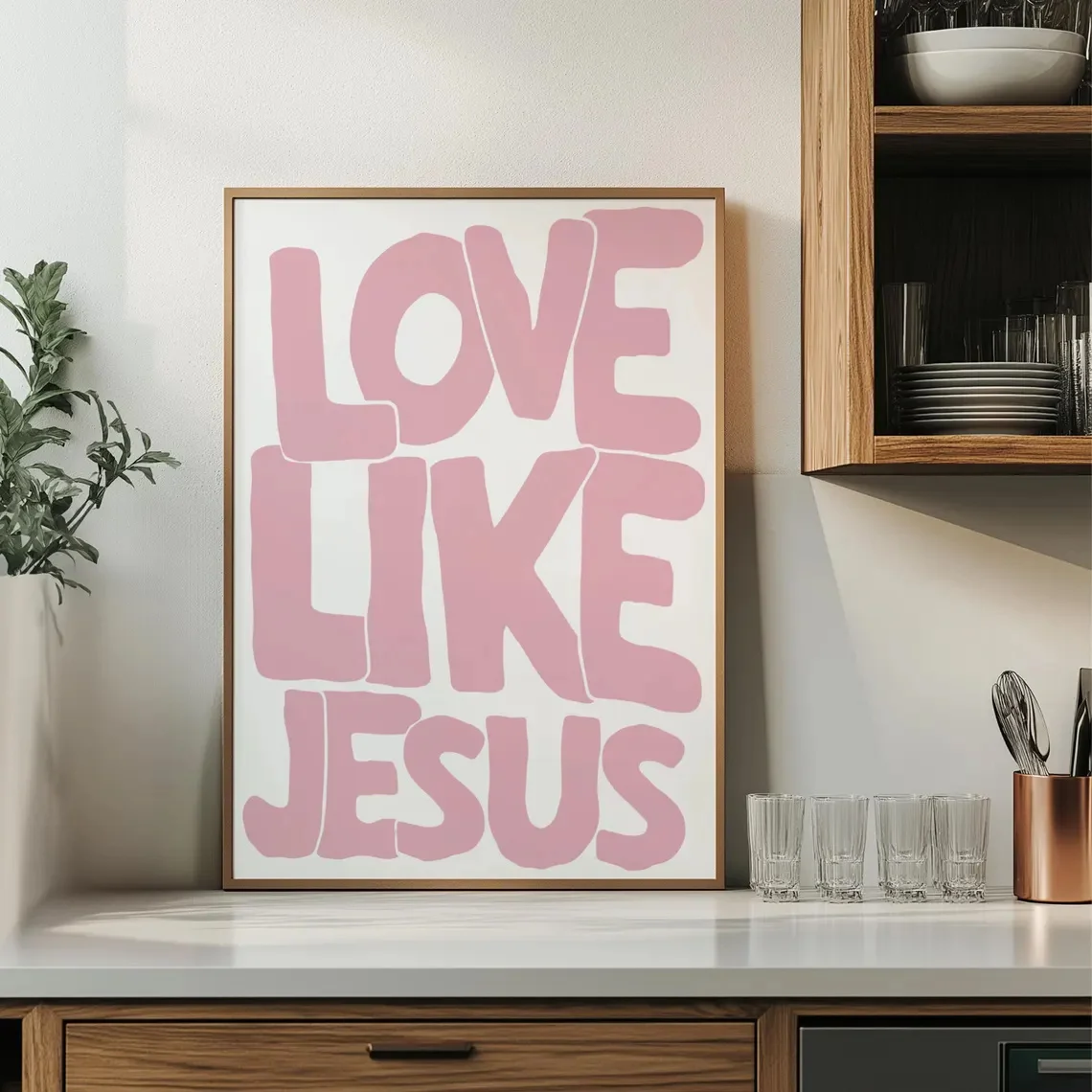 1pc Love Like Jesus Christian Wall Art Print - Modern Vertical Pink Religious Quote Poster, Jesus Christ Teaching Canvas Pain