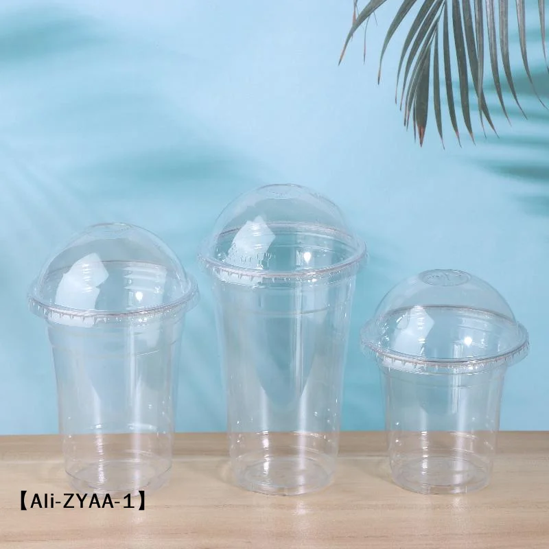 【A】10Pcs Clear Plastic Cups with Lids or 100 Straws, Disposable for Juice Milk Tea Iced Coffee, Cold Drinks Takeaway Party