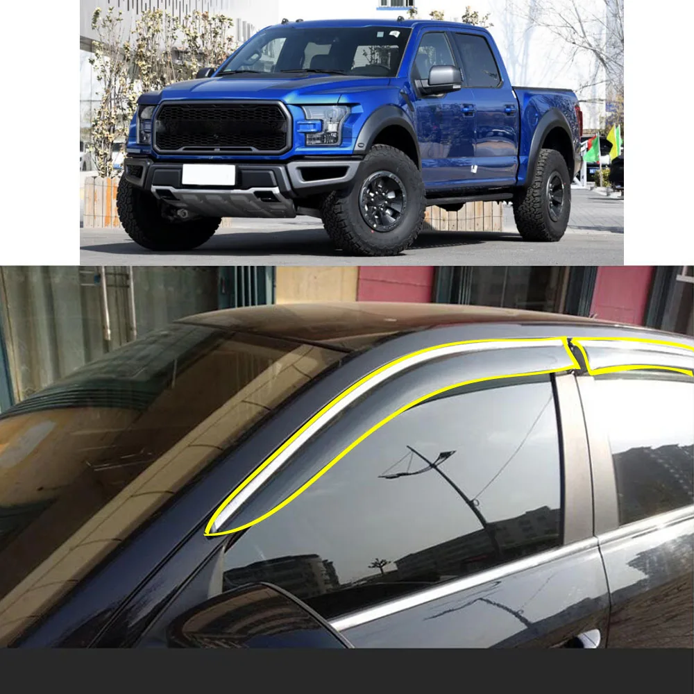 

Car Styling Sticker Plastic Window Glass Wind Visor Rain/Sun Guard Vent For Ford F150/RAPTOR 2015 2016 2017 2018 2019 2020 2021