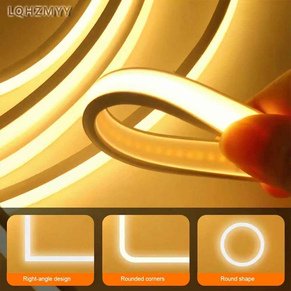 1M/2M/3M/4M/5M 1-Roll Dimmable Cob Neon Light, Low Voltage 5V USB Powered, Touch Sensor Switch, Touch Switch with Adjustable Light Brightness, White Light/Warm Light/Neutral Light, for Space-Themed Decor, Cabinet Tv Ceiling Lighting, Live Streaming Fill Light, Mirror Fill Light, Etc