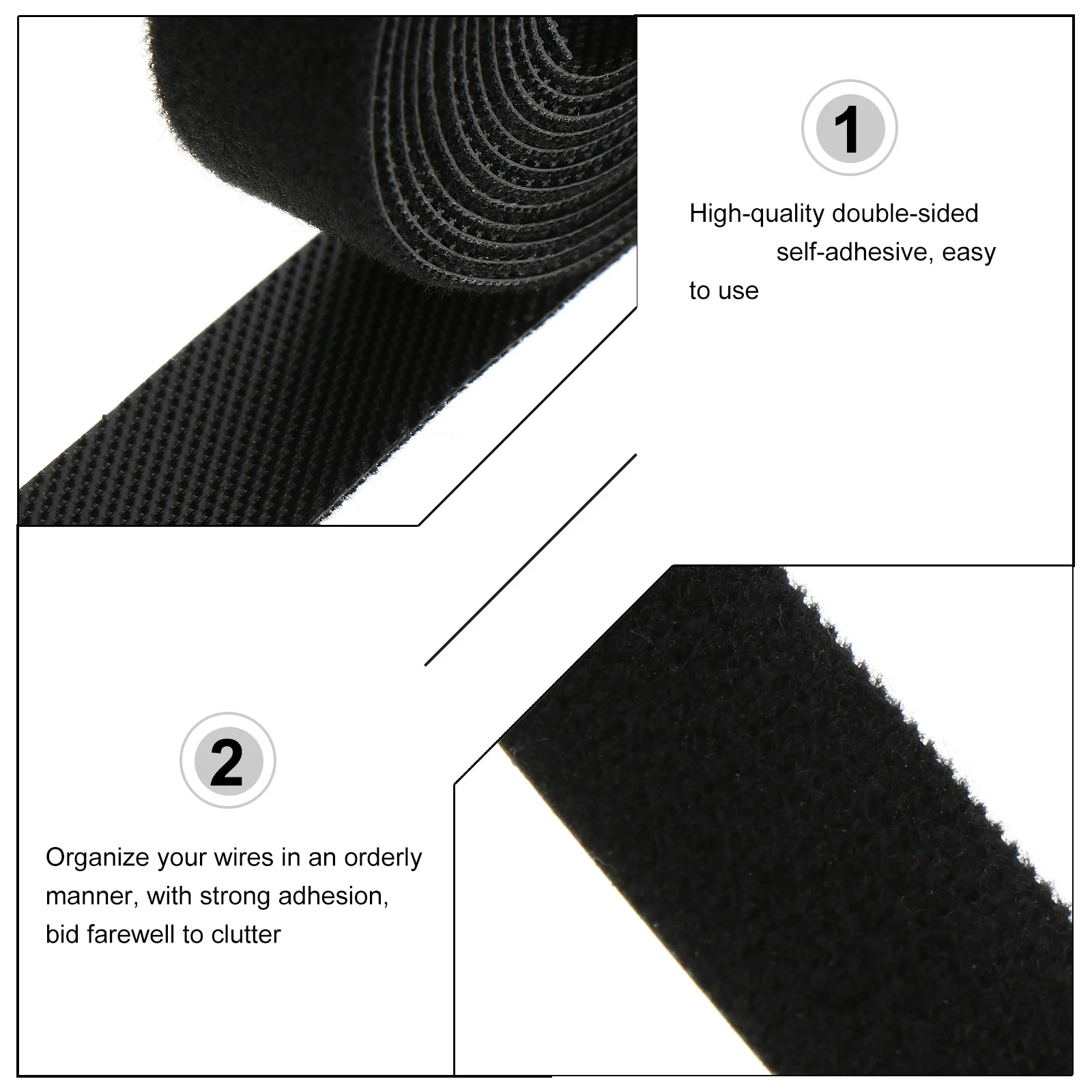 

6 Rolls Black Cable Wraps Power Cord Straps for Electrical Cords Hook Loop Straps Wire Ties Organizer Cord Tie