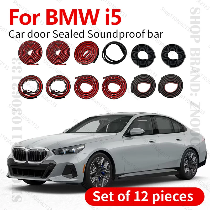 

For BMW i5 Car Door Seal Strip Rubber Double Layer Sealing Protector Soundproof Strip Dustproof Seal Strip 12PCS Set
