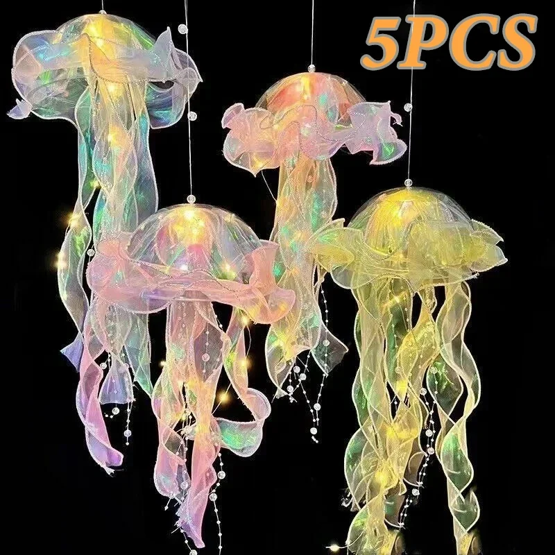 1/2/4/5pcs Creative Jellyfish Lamp Jellyfish Hanging Decoration Wind Chimes Hanging Lante