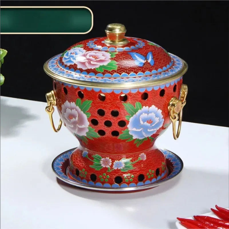 Cloisonn One Person Enamel Hot Pot Small Hotpot Separate Meal Hot Pot Household Single Person Portable Inner Copper Pot ZI536 view 3