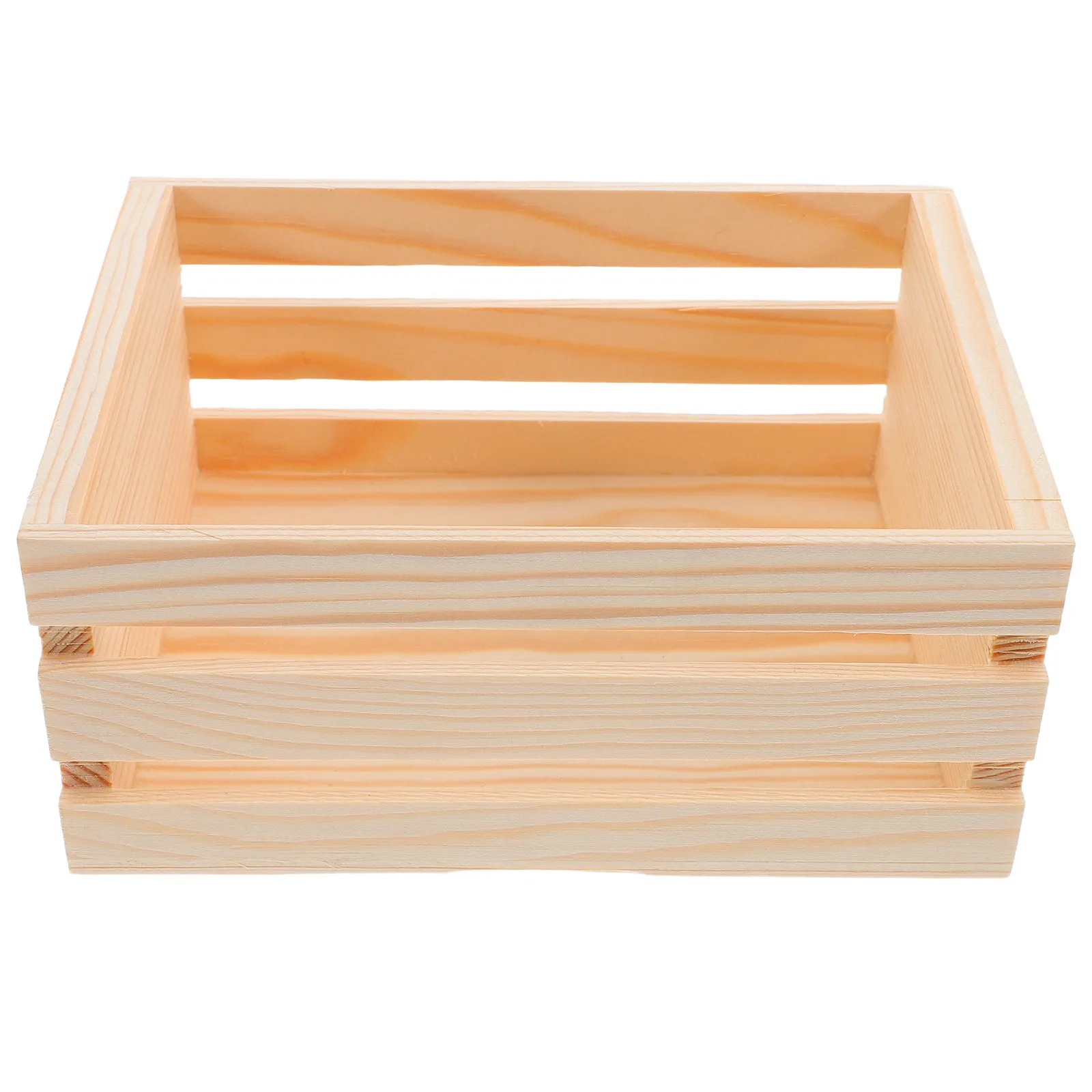 

Rustic Wooden Storage Basket Small Desktop Organizer with Hollow Carving Design for Home Office Stationery Wood Display