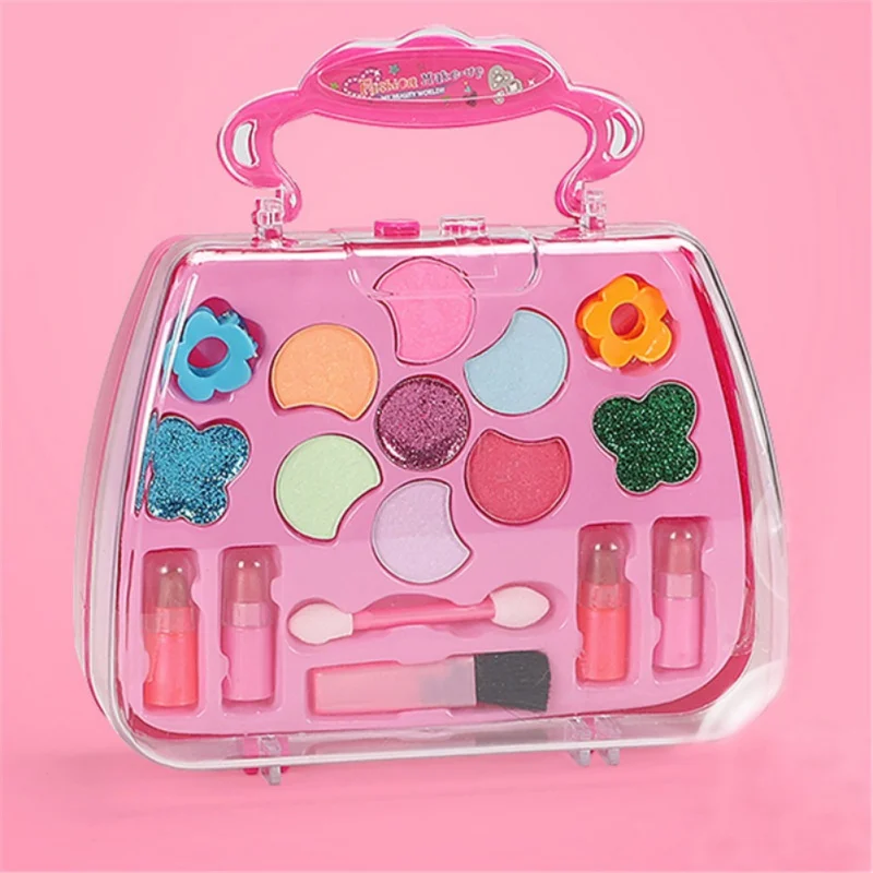 Kinder Make-Up Kit Baby Meisjes Make-Up Cosmetische Speeldoos Prinses Cosmetische Handtas Meisje Speelgoed Set Lippenstift Oogschaduw Speelgoed