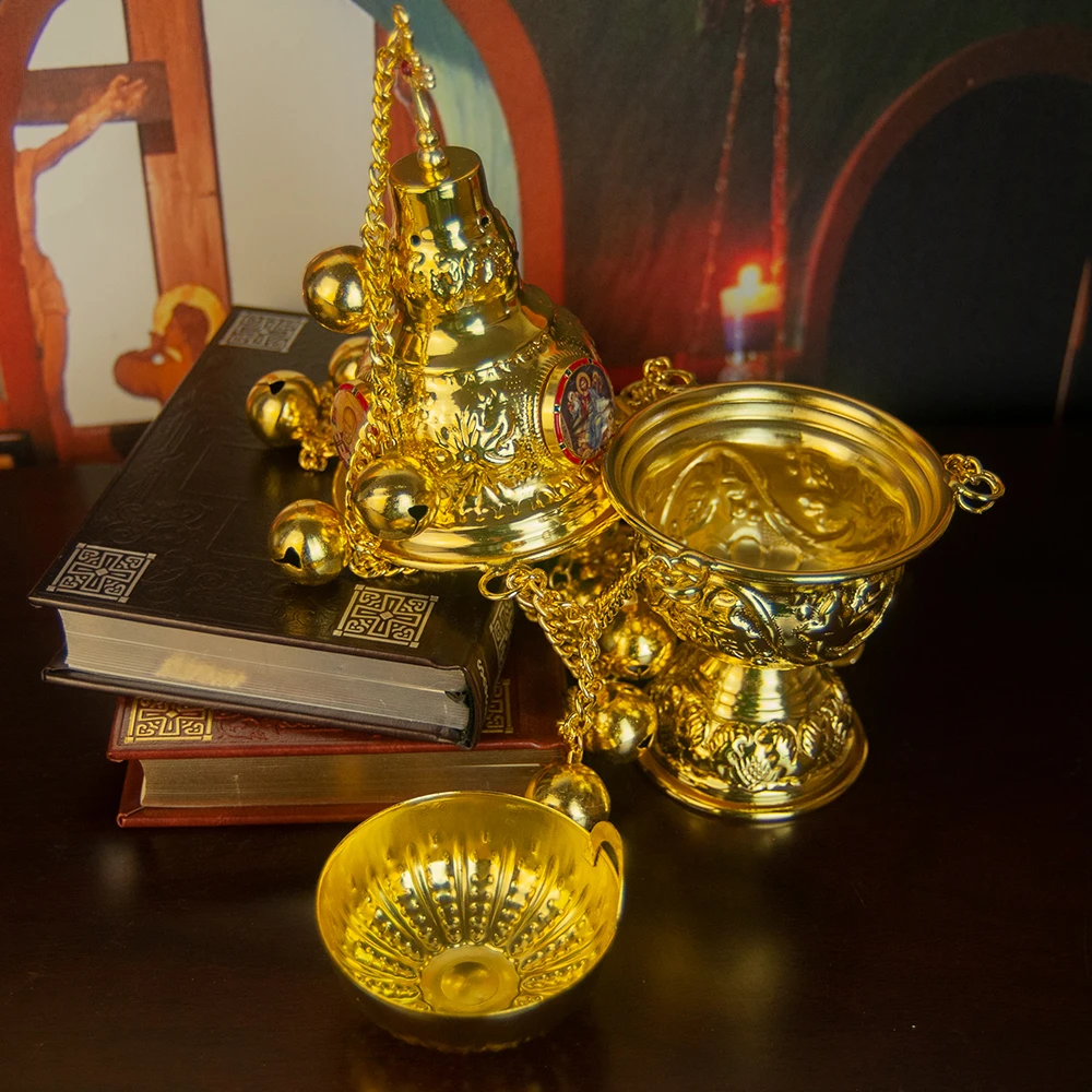 HTISOK Orthodoxer Weihrauchbrenner für Kirchenmessen mit Weihrauchbrennern im klassischen westlichen und östlich-griechischen Stil und 12 großen Glocken – Detail 10