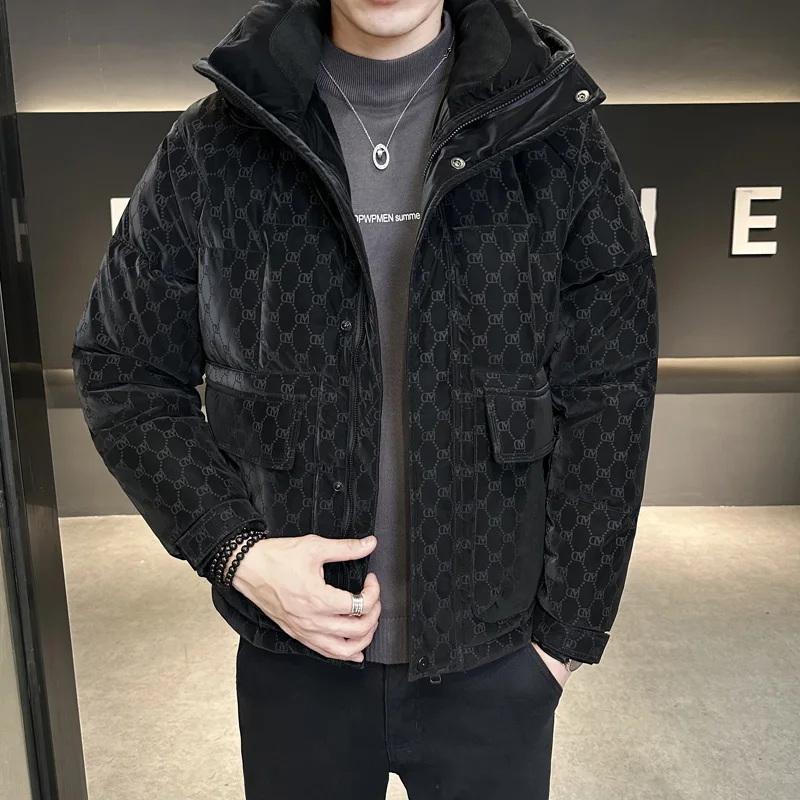 2026 Winter New Style Fashion Casual Men's Short Sleeve Hooded Warm Down Jacket