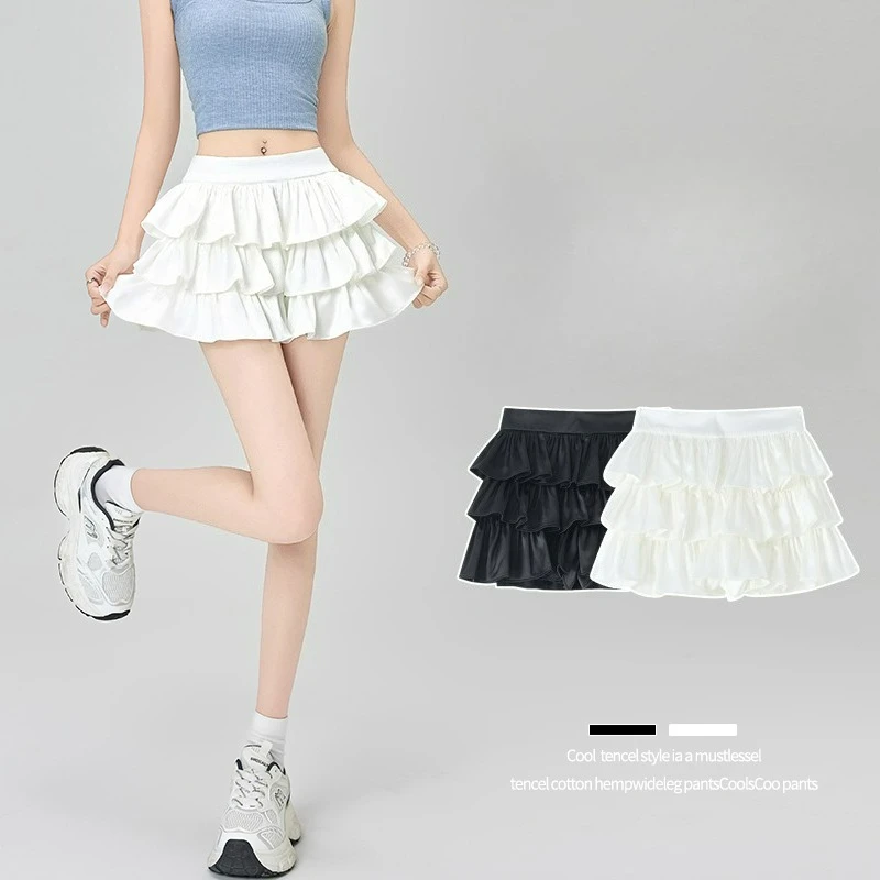 Ballet style fluffy cake skirt for women in summer 2025, high waist, slim and pure desire spicy girl A-line shorts skirt pants