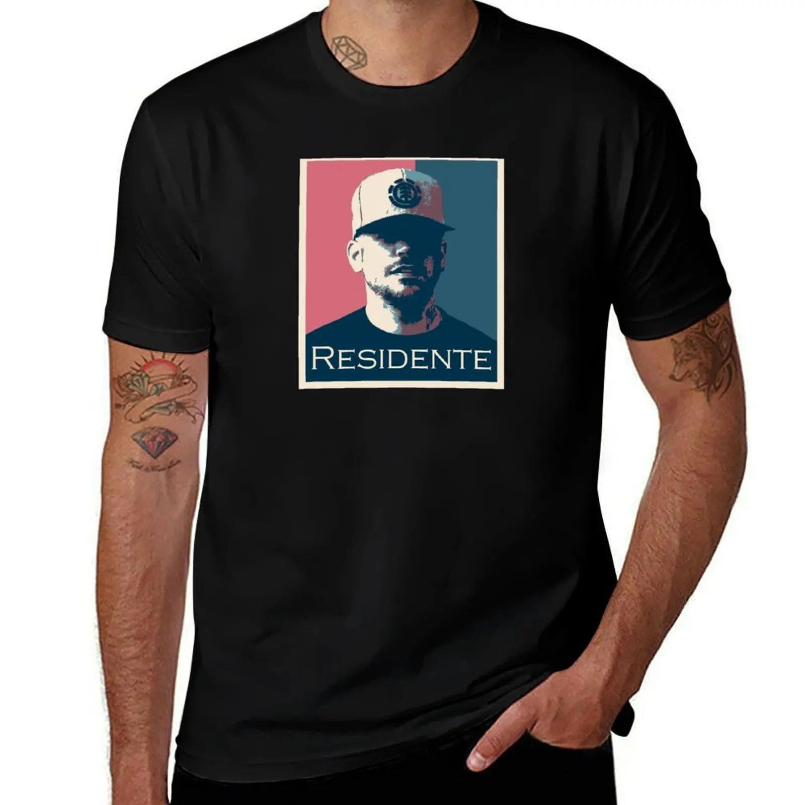 Residente Jbalvin Residente Rapper Residente Trend portrait T-Shirt Work Basic Short Sleeve Top