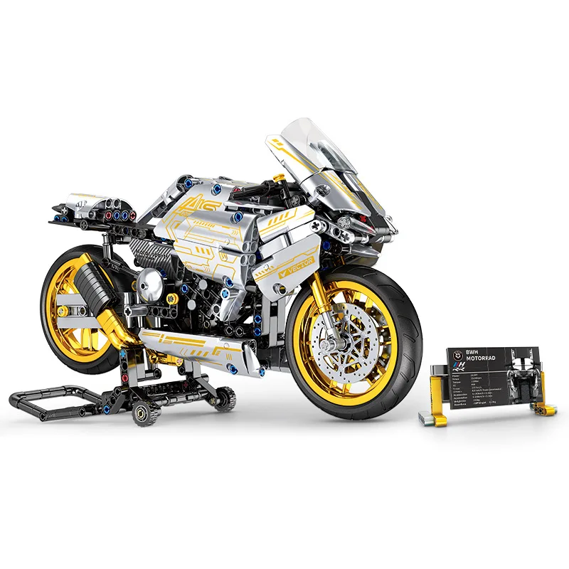 Modellino di motocicletta in blocchi da costruzione Technic, giocattolo educativo assemblabile per ragazzi, puzzle fai da te, ornamento creativo fatto a mano.