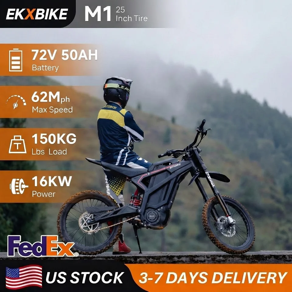 EKXBIKE M1 16800W Peak Electric Dirt Bike 72V/50Ah Electric Bike 85Miles Max Range 62Mph Max Speed Mountain Electric Motorcycle image 1