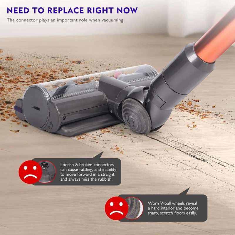 V-образное колесо + сменный разъем вакуумной головки для Dyson V10 V11 V15, 100 Вт, аксессуары для чистящей головки с высоким крутящим моментом