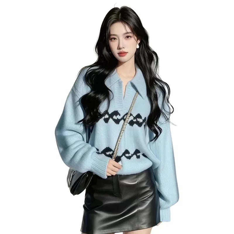 Stricken frauen Pullover Koreanische Winter Kleidung Mode Lose Herbst Freizeit Jumper Jacquard Lange Ärmel Frauen Pullover