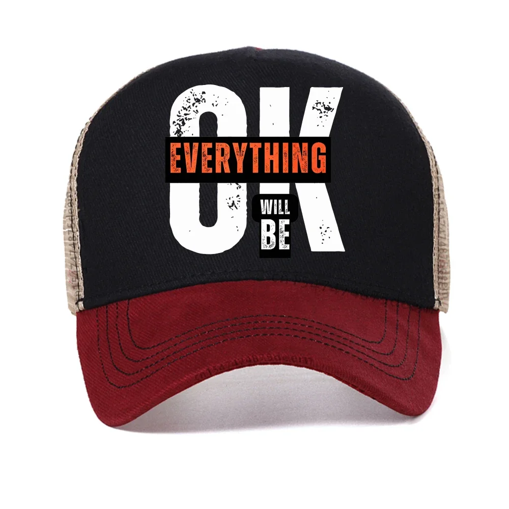 Inspirational Everything Will Be OK baseball cap Men Women Inspirational Positive Message hat cool Summer mesh trucker hats
