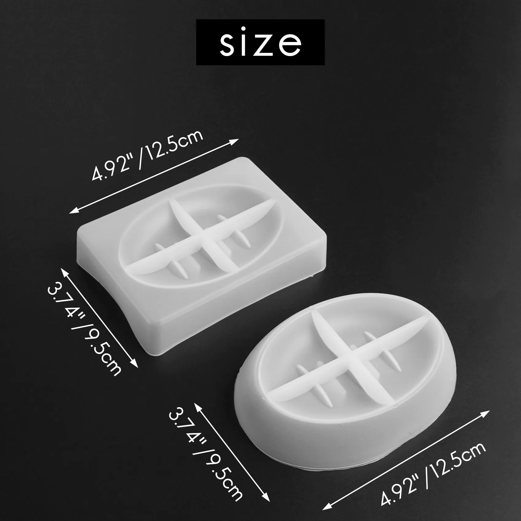 2 قطعة طبق الصابون السيليكون الراتنج قالب البيضاوي/مربع استنزاف صندوق الصابون راتنجات الايبوكسي قالب الصب منظم منزلي