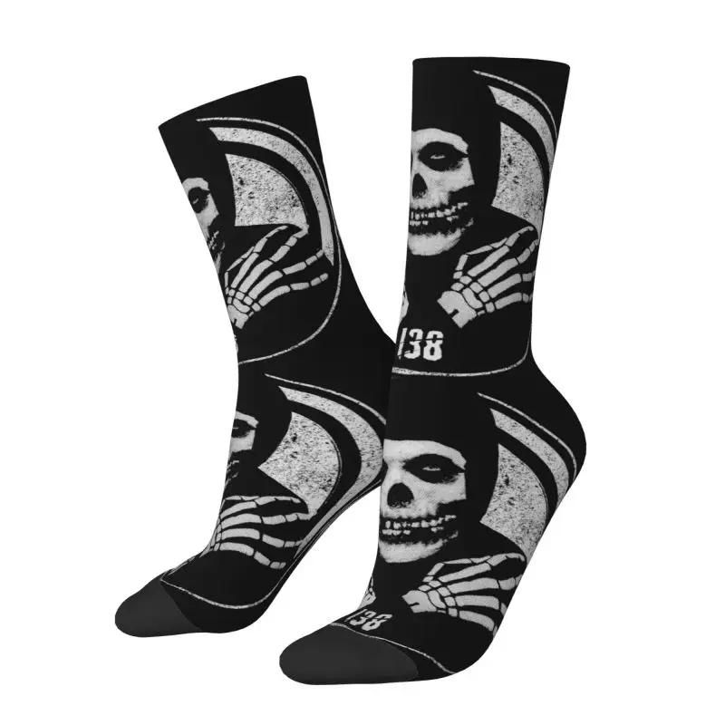 Custom Mens Rock Band Misfits Skull Crimson Ghost Face We Are 138 Dress Socks Comfortable Warm 3D Print Heavy Metal Crew Socks