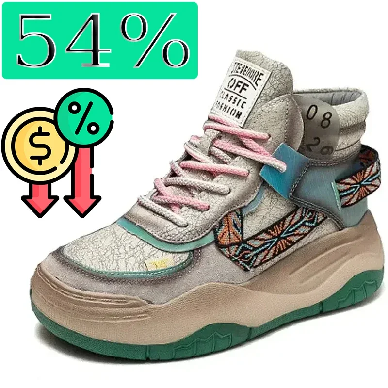 

Koznoy 5CM Genuine Leather Women Lady Platform Wedge Plush Warm Causal Spring Autumn Winter Fashion Thick Bottom Sneakers Shoes
