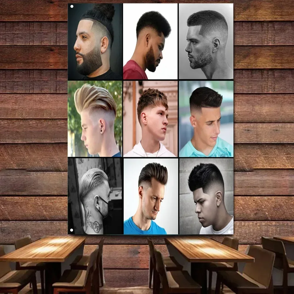 Men's Hairstyle Wall Art Poster - Barber Shop Haircut & Shave Service Banner & Flag - Wall Charts for Your Stylist's Business 0