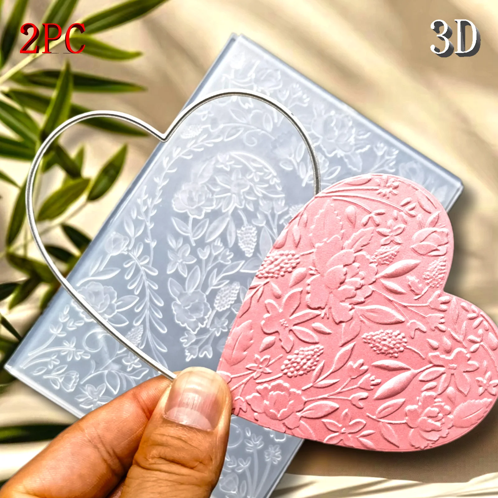 Heart shaped Flower Feast -3D Embossed Folder and Matching Die Cutting Set Classic Flower Design Easy to Print - Perfect for DIY