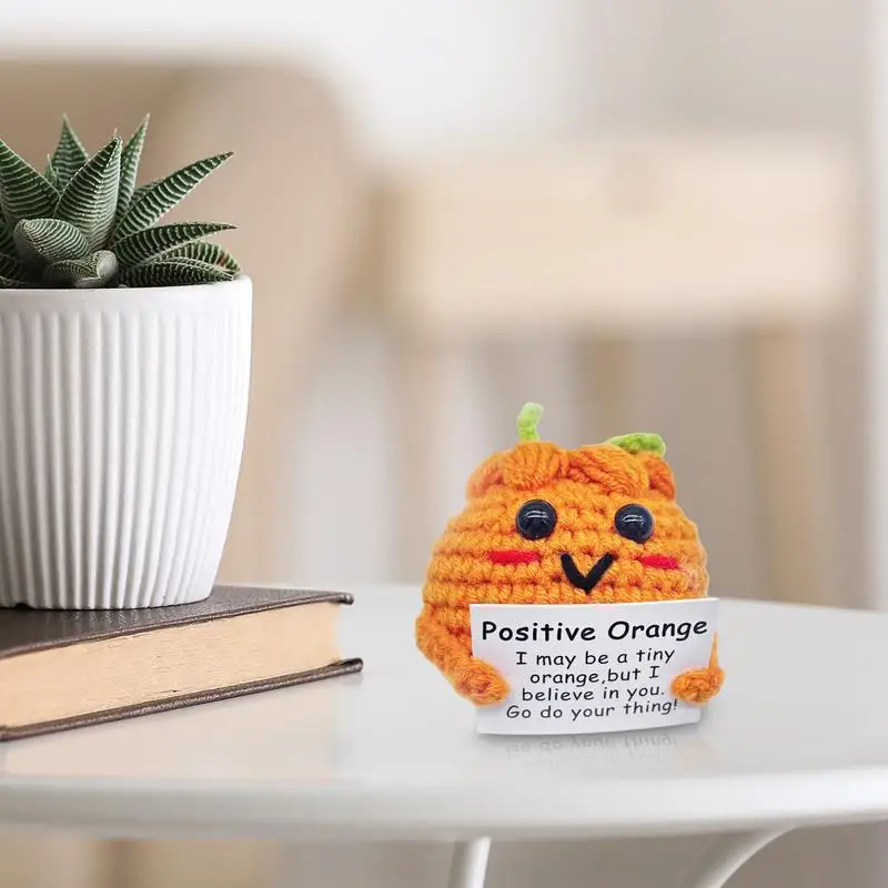 Emotional Support Plush Inspirational Fruit Plush Ornament Soft Knitted Doll With Encouragement Card Stuffed Pepper Potato