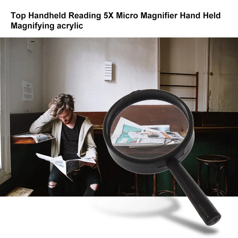 Mini Pocket Magnifying Glass Lens R25mm Hand Held 5X Magnifying Top Handheld Reading Magnifier Acrylic eading Microscope