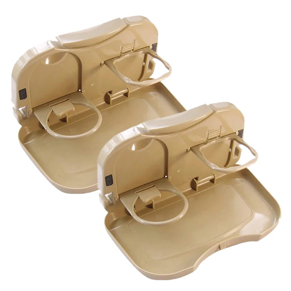 

2pcs Car Drink Holder Tray for Travel Abs Material Backseat Organizer Folding Table Food Drink Storage Solution