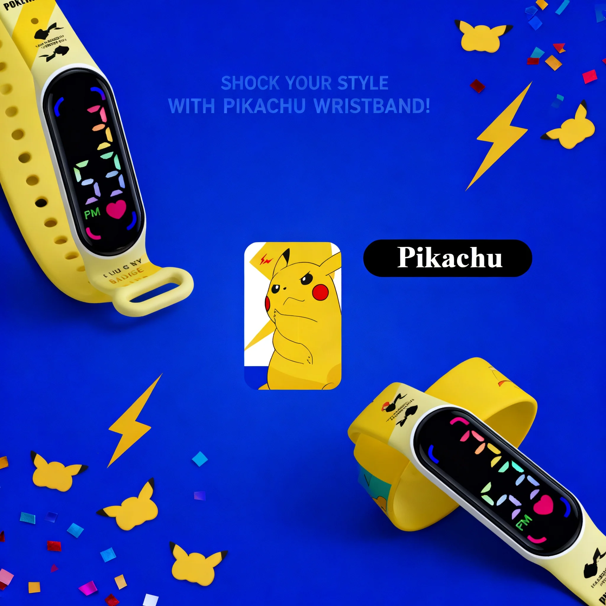 Waterproof LED Digital Watch for Kids Boys Girls Pikachu Gengar Pokemon Birthday Gift Christmas Wristwatch - view 6