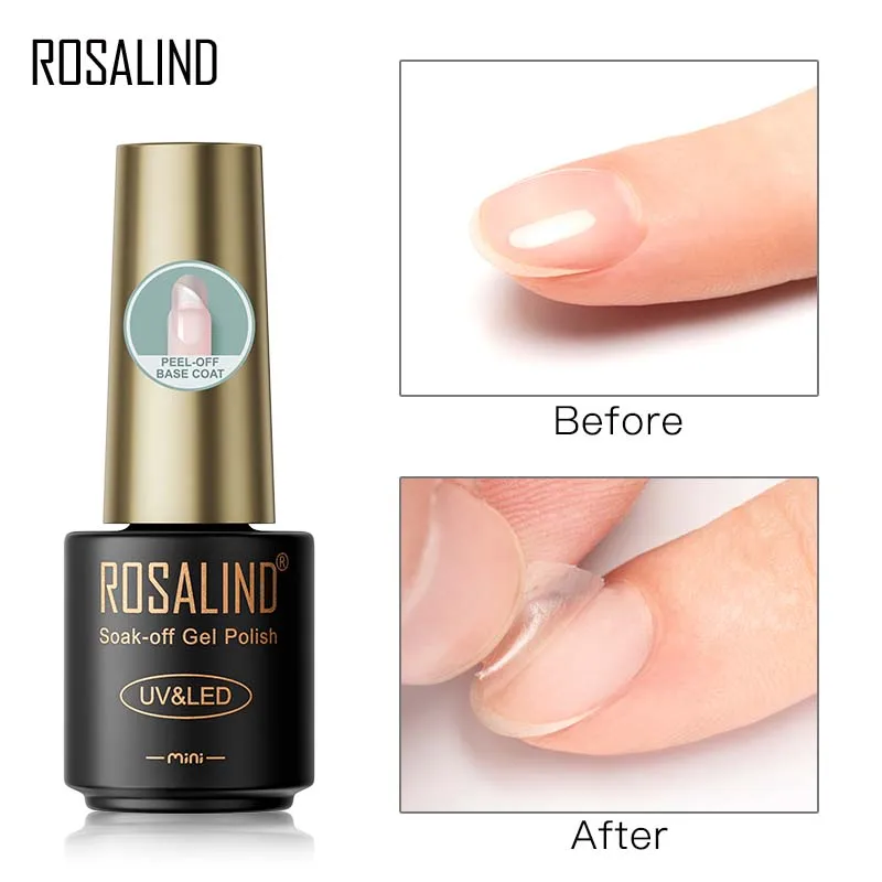 ROSALIND 1pc PeeL Off Base Top Coat Gel Nail Polish Set Curing for UV LED Lamp Gel Varnish Long Lasting Nail Art Manicure