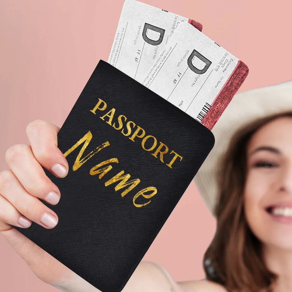 Funda para pasaporte personalizable con cualquier nombre, funda para pasaporte, funda para identificación, tarjeta bancaria, Funda de cuero PU para