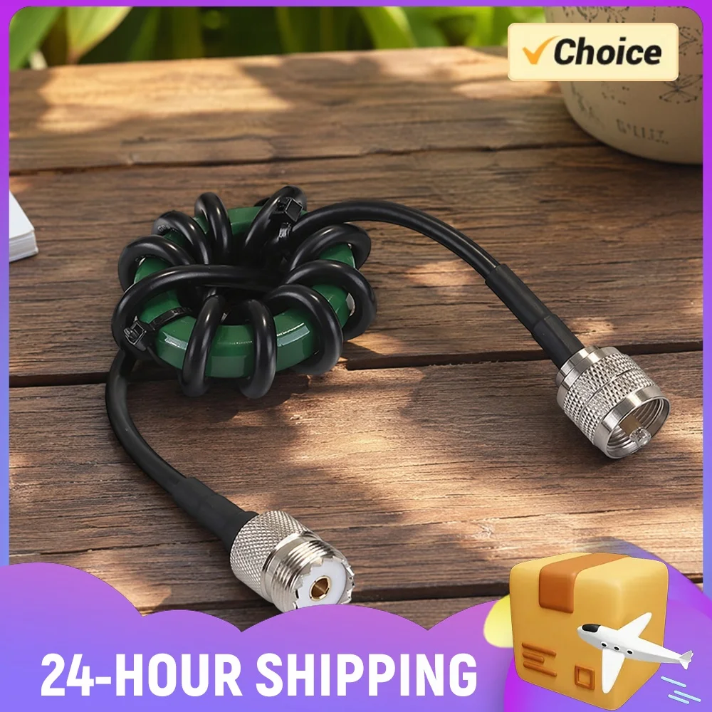 1.8-30MHz HF Common Mode Choke Balun 200W Shortwave Choke Coil Nickel High Power RF Noise Suppressor for Ham Radio