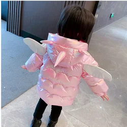 Winter Girls Down Jackets Children's padded Warm Coat Baby Cold plush Snowsuit  Kids Cartoon Dazzle Color Windproof Parkas