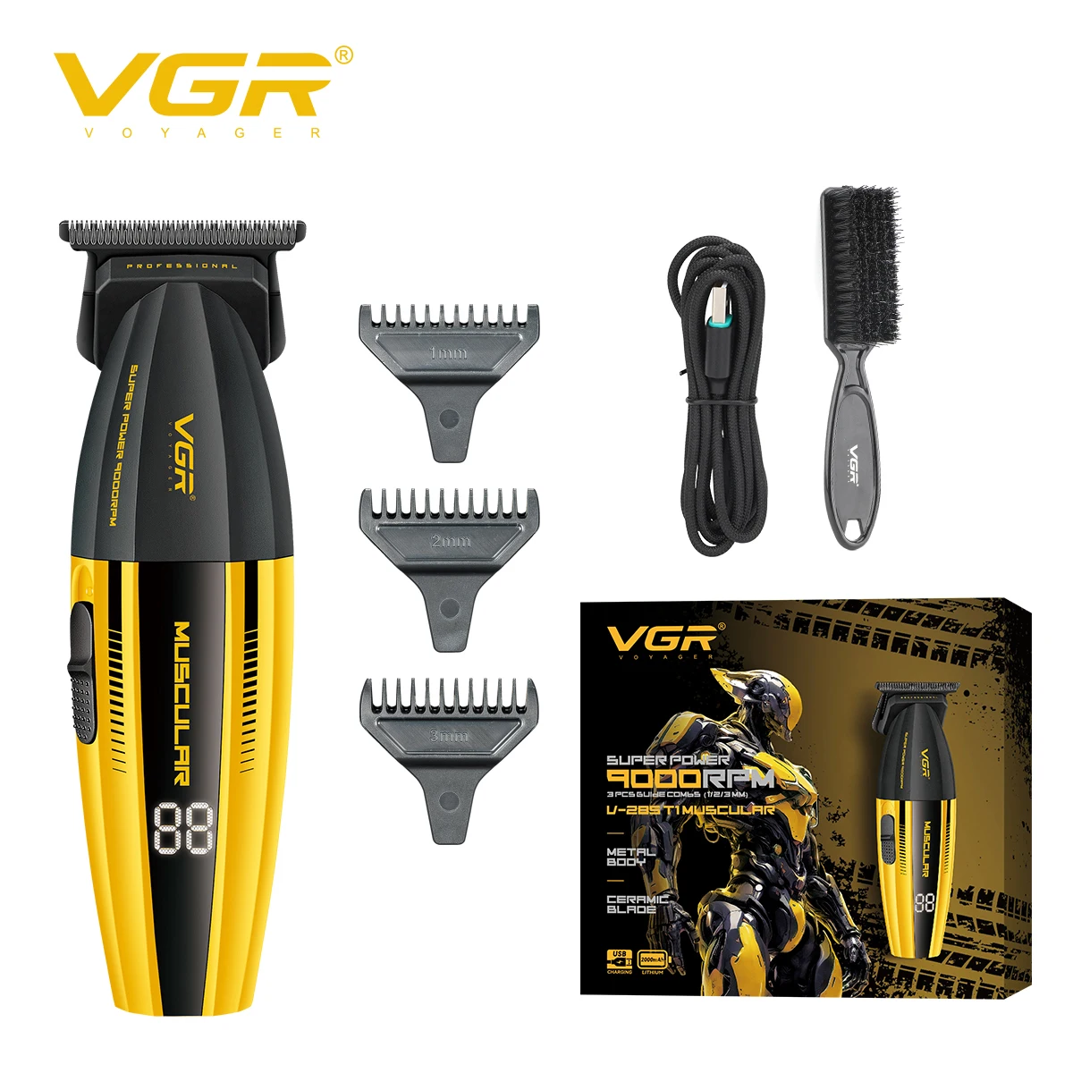 VGR professional high-end hair clipper metal mecha wind men's electric push hair salon home oil head carving pusher V-285T