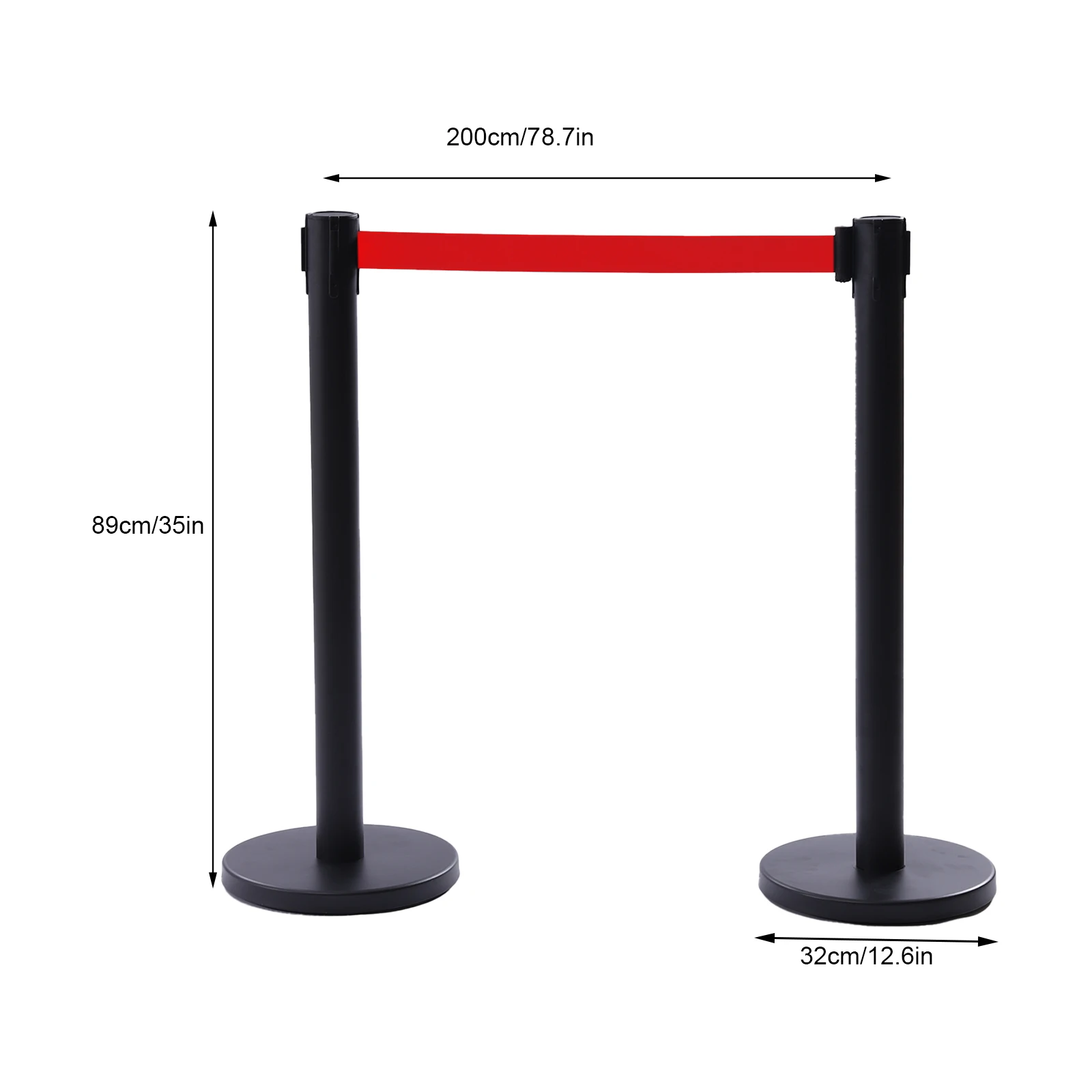 

Stainless steel crowd control stanchion, 6.5-foot nylon strap, 12.6-inch stable base, easy to install, ideal for crowd managemen