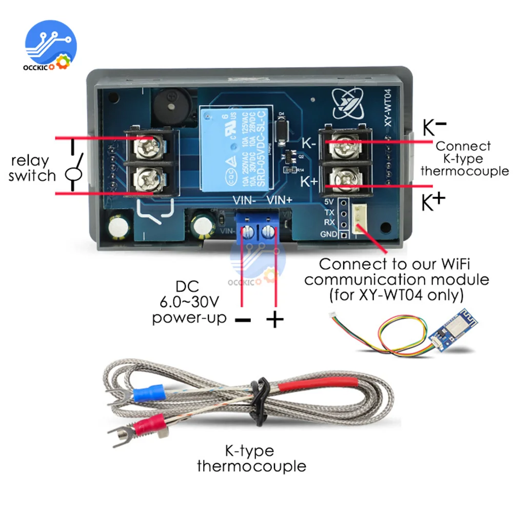 WIFI Remote High Temperature Digital Thermostat K-type Thermocouple High Temperature Controller -99~999 Degrees XY-WT04