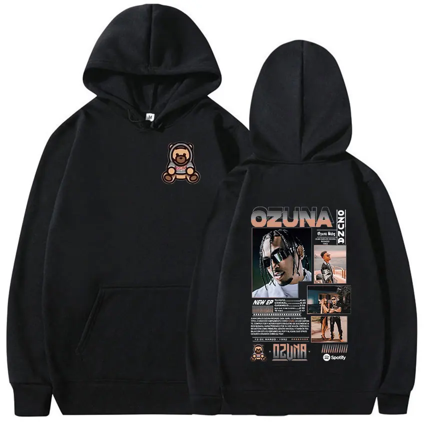 Rapper Ozuna Tour 2024 Graphic Hoodie Men's Women Hip Hop Fashion Pullover Sweatshirt Retro Harajuku Oversized Hooded Streetwear