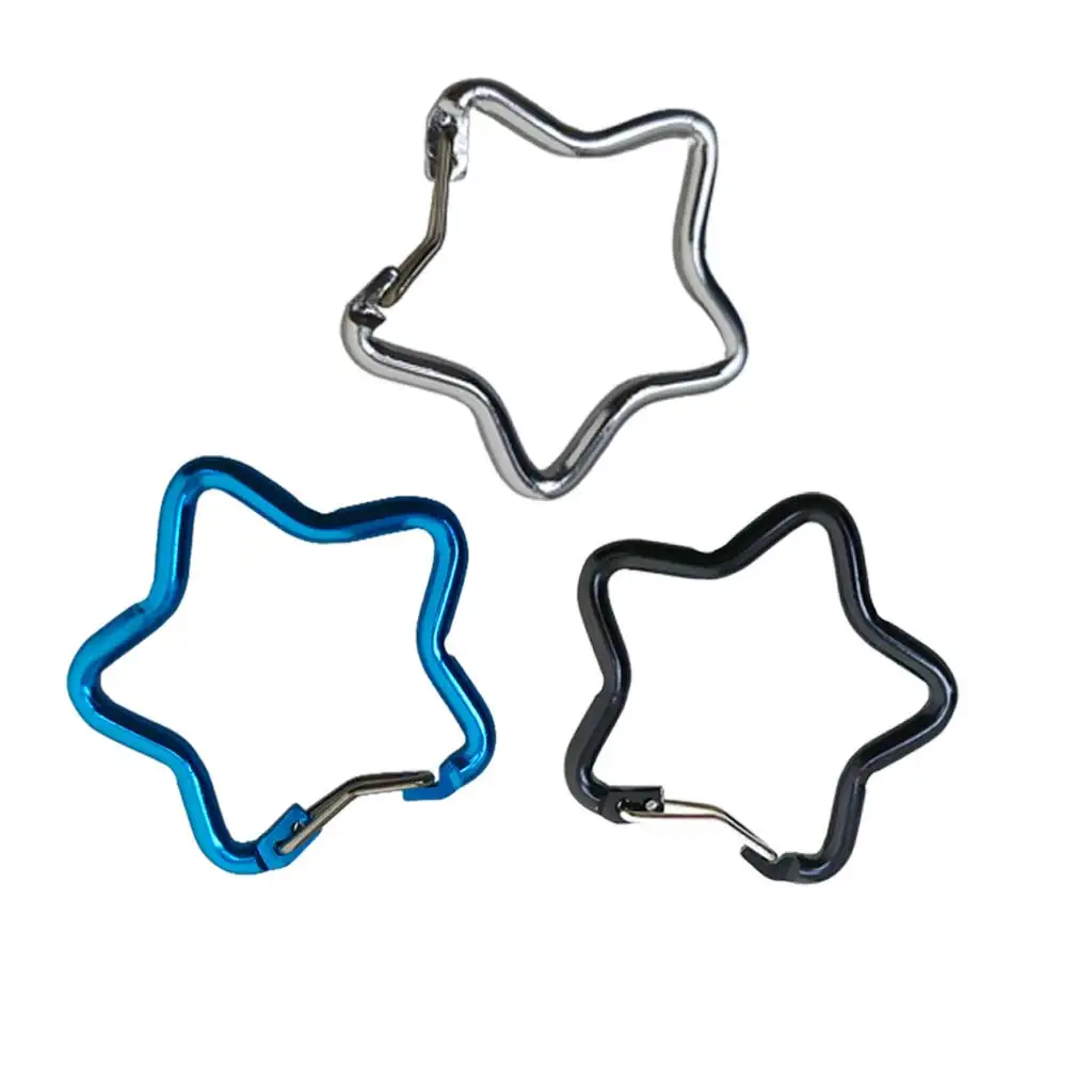 Picture 6: 10pc Aluminum Alloy Star Shape Mountaineering Carabiner Snap Hook Decorative Clip for Backpack Keys Camping  Water Bottle