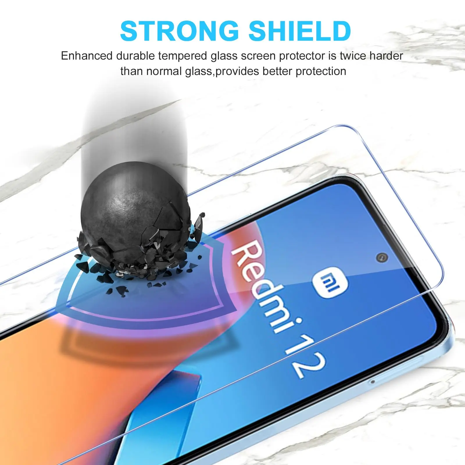 Protector de pantalla para Redmi 12 Xiaomi, cristal templado HD, 9H, antiarañazos, carcasa de aluminio