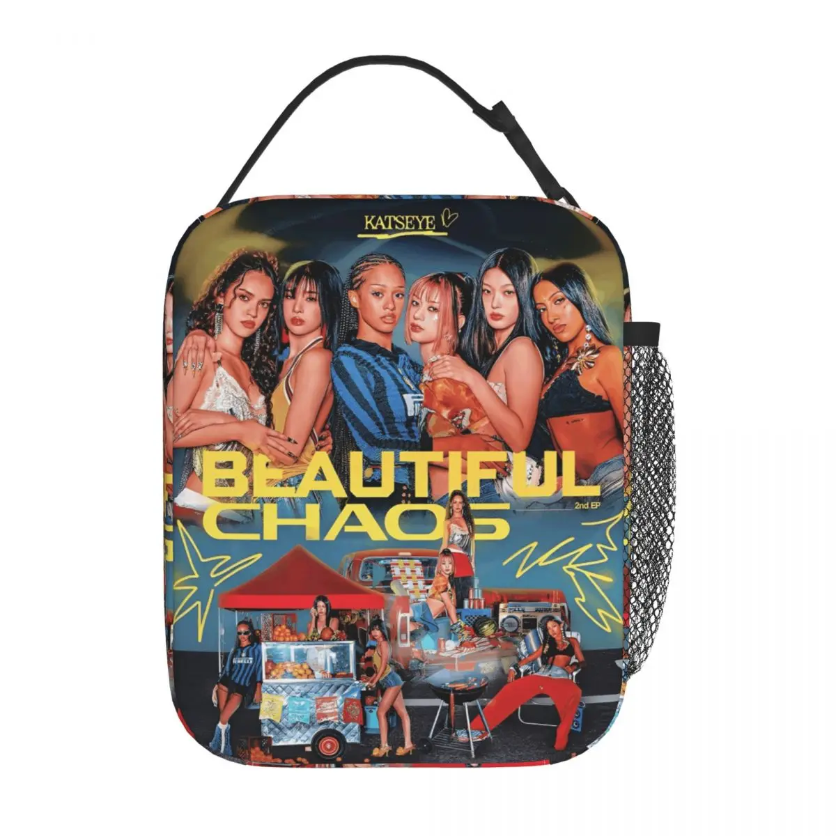 

Katseyes Kpop Idol Insulated Lunch Bag High Capacity BEAUTIFUL CHAOS Lunch Container Thermal Bag Tote Lunch Box College Picnic