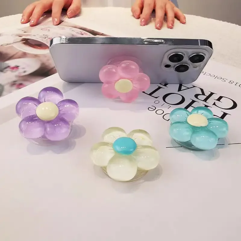 

1 шт., милый цветочный выдвижной держатель, прозрачная смола, карамельный цветок, держатель для телефона, складная настольная подставка для мобильных устройств
